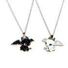 Модное ожерелье с мультяшным изображением черного и белого ночного зла, двойной дракон, индивидуальный кулон в стиле хип-хоп для пары, будуарное ожерелье с подвеской