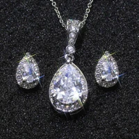 women jewelry set water drop cubic zirconia earring necklace set banquet couple earrings necklace set fashion jewelry send girl