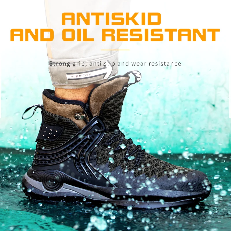 

New Large size 37-50 safety boots light comfortable, steel toe cap, anti-piercing industrial outdoor work shoes, foot protection