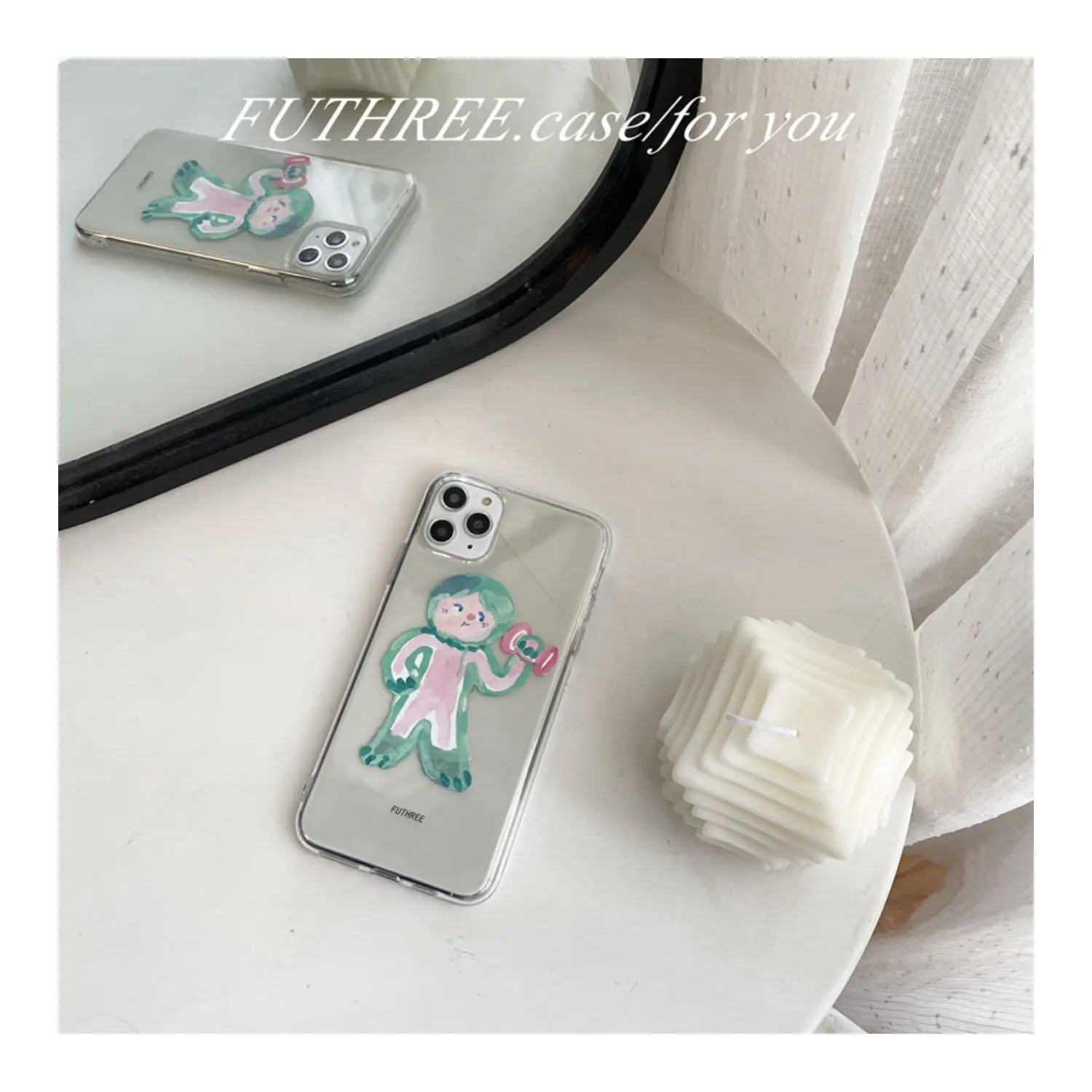 

Fun Little Green Man Iphone11 Phone Case 8plus Apple 6S Transparent XR Silicone SE2 Soft Case 7P Drop-Resistant XS