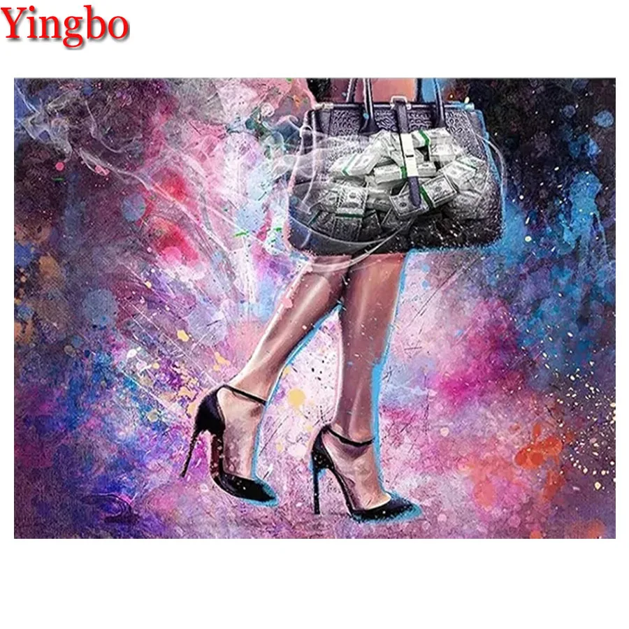 

5D алмазная живопись, абстрактное искусство, женщина, деньги, «сделай сам», вышивка крестиком, Алмазная мозаика, квадратная/круглая Алмазная ...