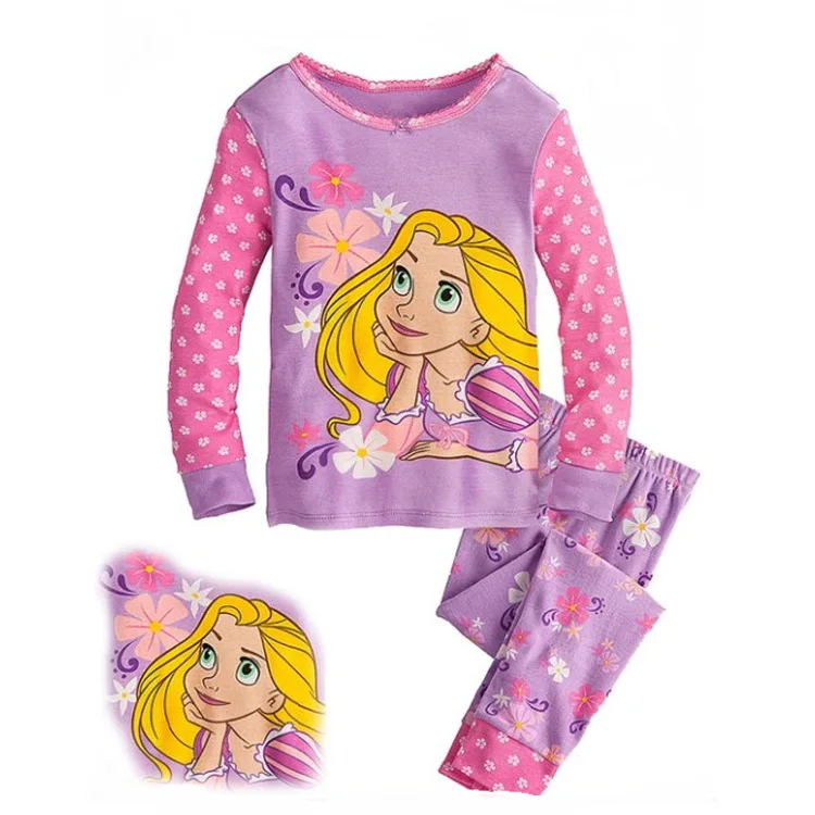 

Spring Autumn Kids Pajamas Girls Pijama Cotton Long Sleeve Children Princess Cartoon Clothing Set 2-7y