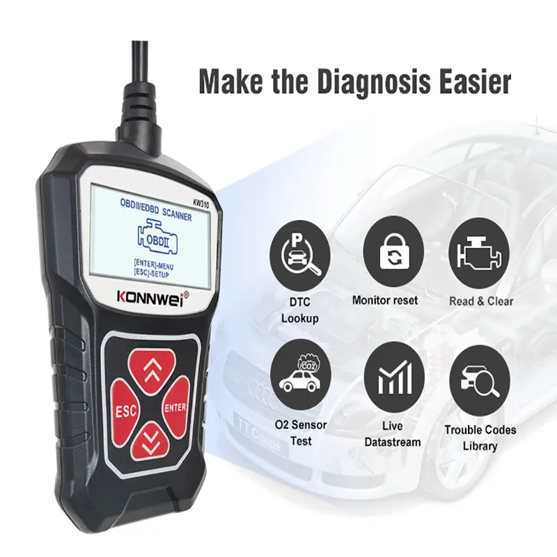 Считыватель кодов ошибок автомобиля OBD2 стираемый кВт 310 диагностический сканер