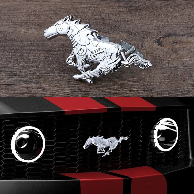Черный Серебряный логотип лошади из цинкового сплава для Ford Mustang Focus Mondeo гриль