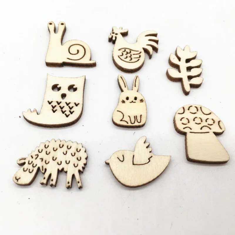 

50pcs Decorations Handmade DIY Primary Color Wood Beads Environmentally Friendly Natural Creative Animal Wood Chips 25mm