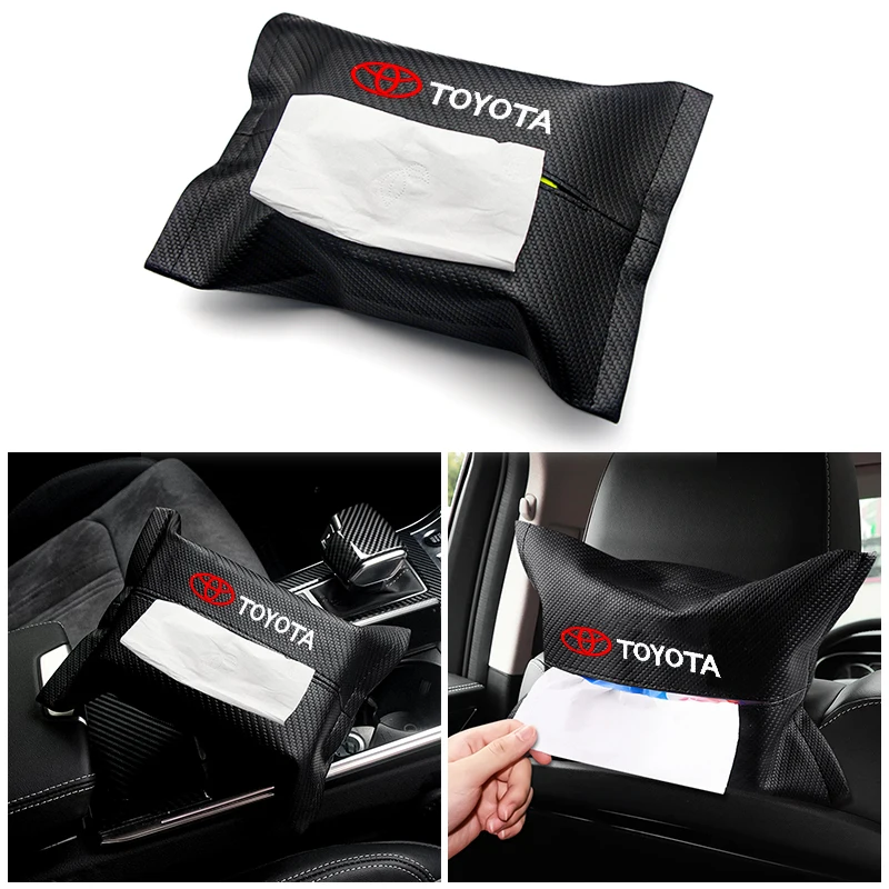 

Fashion Car Tissue Box Seat Back Sun Visor Hanging Holder Cotton Linen Napkin Case For Toyota Camry 40 70 Chr Corolla E150 Rav4