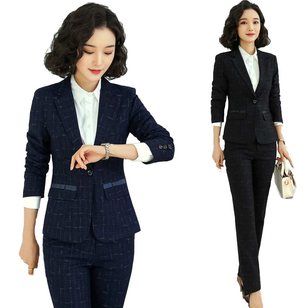 Женский деловой костюм темно-синий пиджак и брюки для офиса элегантный работы |