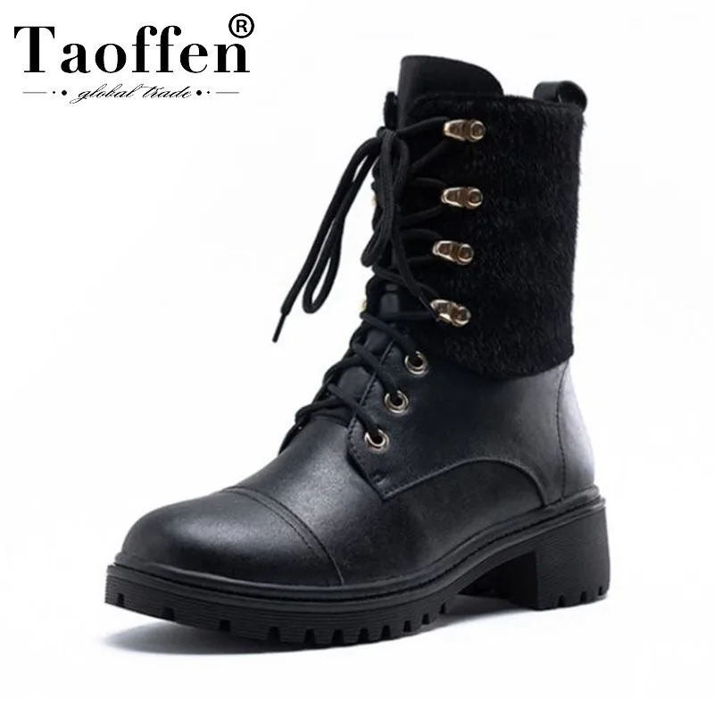 Женские повседневные уличные ботильоны Taoffen теплые зимние полусапожки размеров