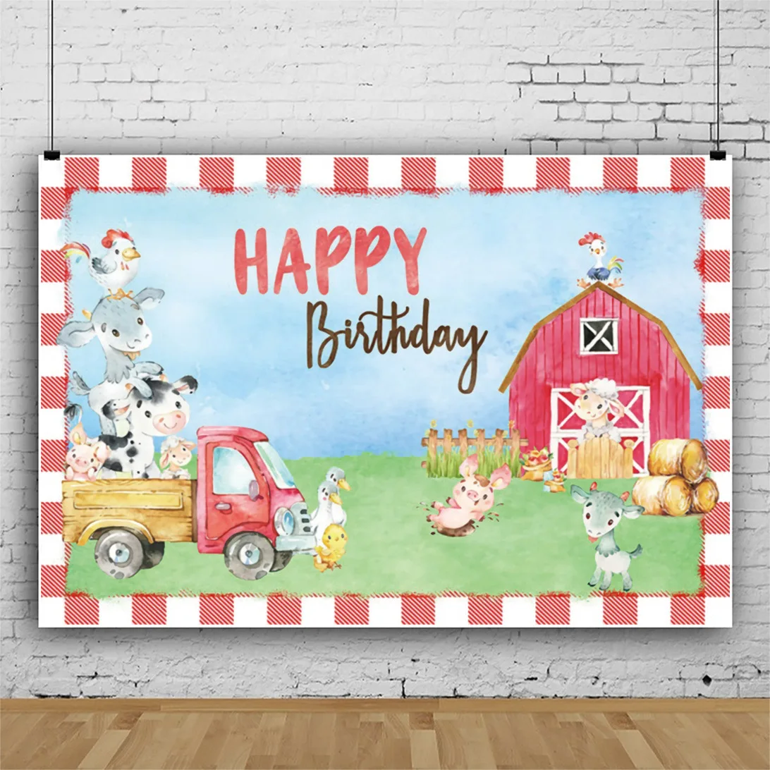 

Cartoon Cute Animal Farm Party Backdrop Child Birthday Room Table Decoration Photography Photo Kids Baby Custom Vinyl Background