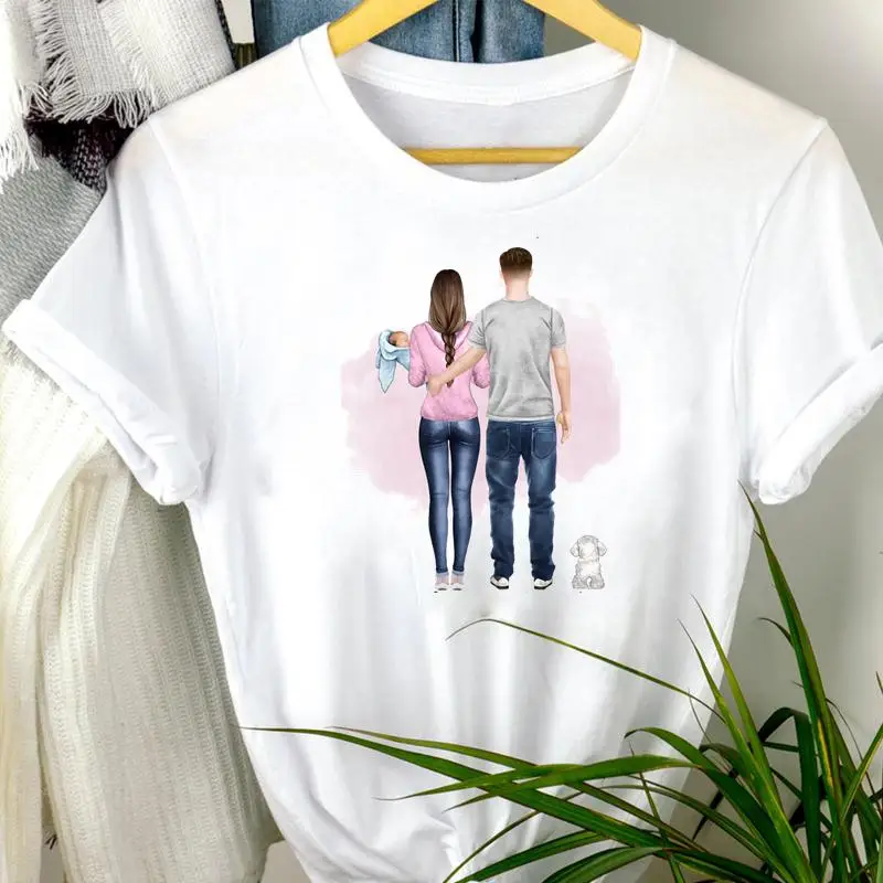 

Women Clothes Watercolor 2021 Family Mama Mom Mother 90s Cartoon Print Mujer Camisetas Tshirt Female Tee Top Graphic T-shirt