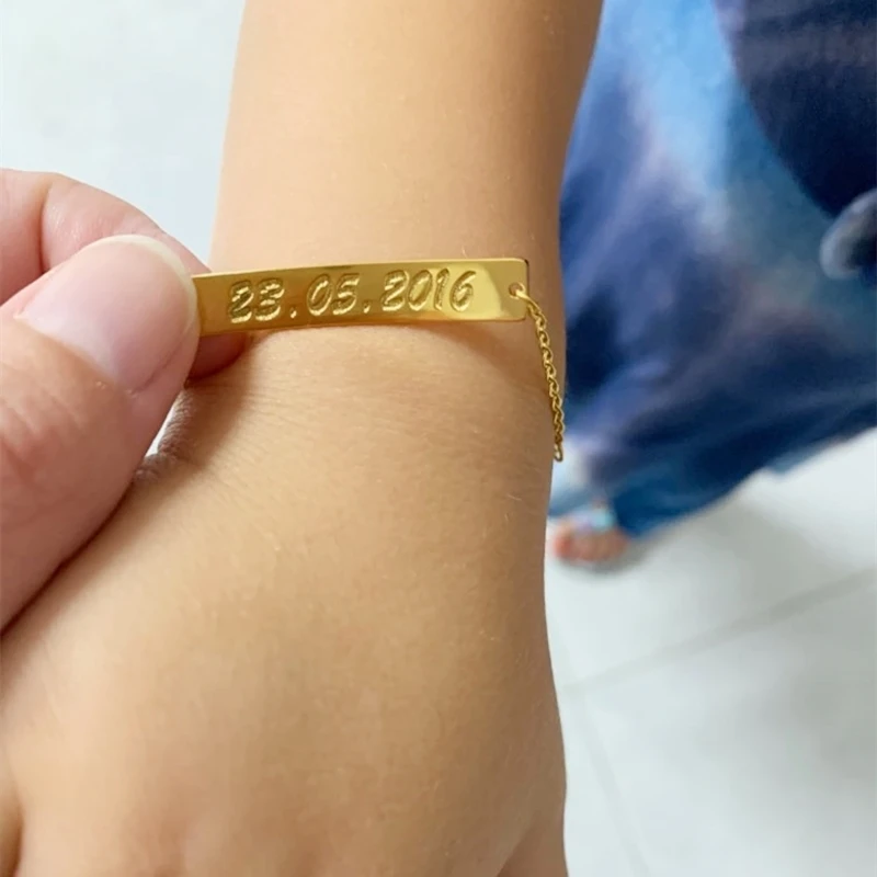 

Custom Charms Girl Boy Birthday Gift Baby Name Bracelets Jewelry Stainless Steel Adjustable Baby Toddler Child ID Bracelet