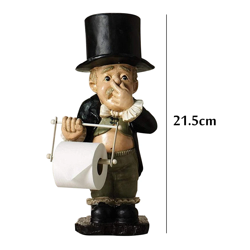 

2021 Creativity Spoof Toilet Butler with Roll Paper Holder Pinching Nose Resin Ornament Super Cute home decorations