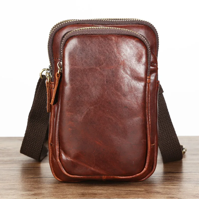 Waist Bag for Men Belt Bag Genuine Leather Men's Purse Fanny Pack Crossbody Bag Male Luxury Shoulder Tote Travel Bum Bag Pouch
