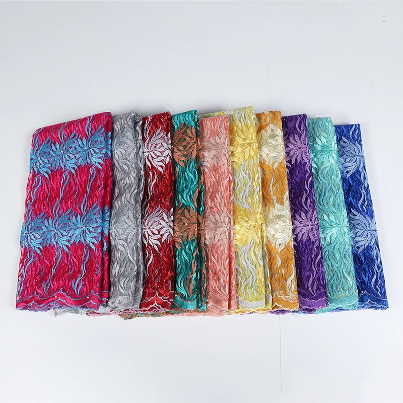 2019 новейший насыщенно голубой Французский кружевная ткань в африканском стиле