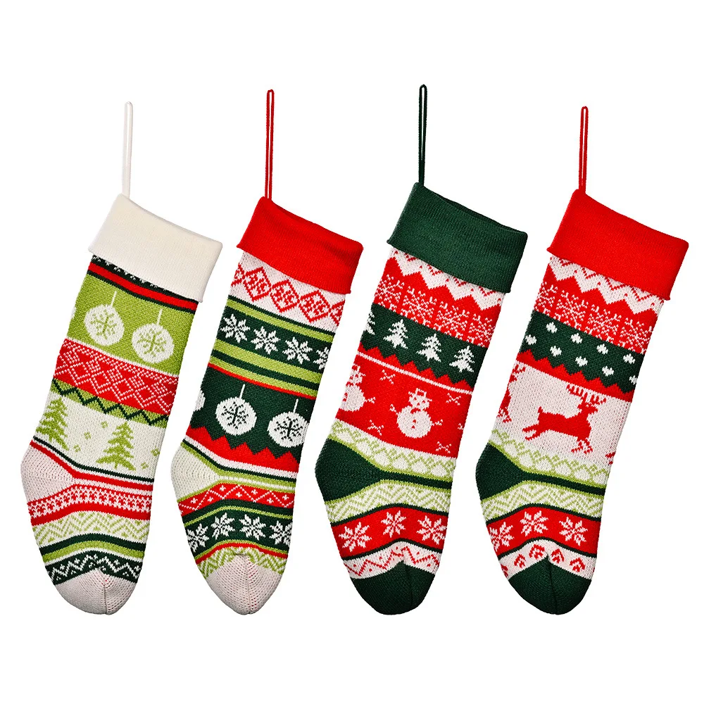 

1pcs Christmas Stockings Large Size Knit Knitted Red Xmas Stockings, Decorations for Christmas Family Holiday Decorations