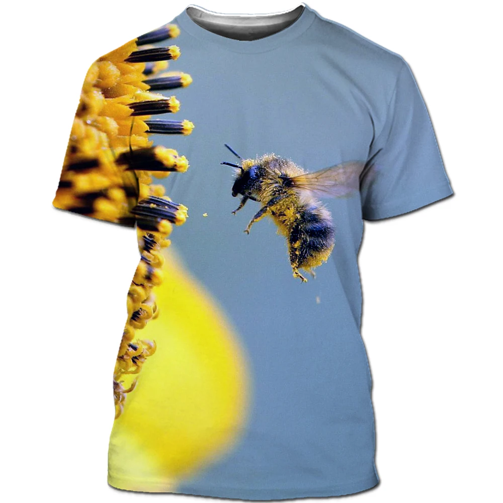 

NISDCIHD 3D Printing Bee T-Shirt Hip-Hop Style O-Neck T-Shirt Summer New Style Fun Animal Melissa Men And Women Harajuku