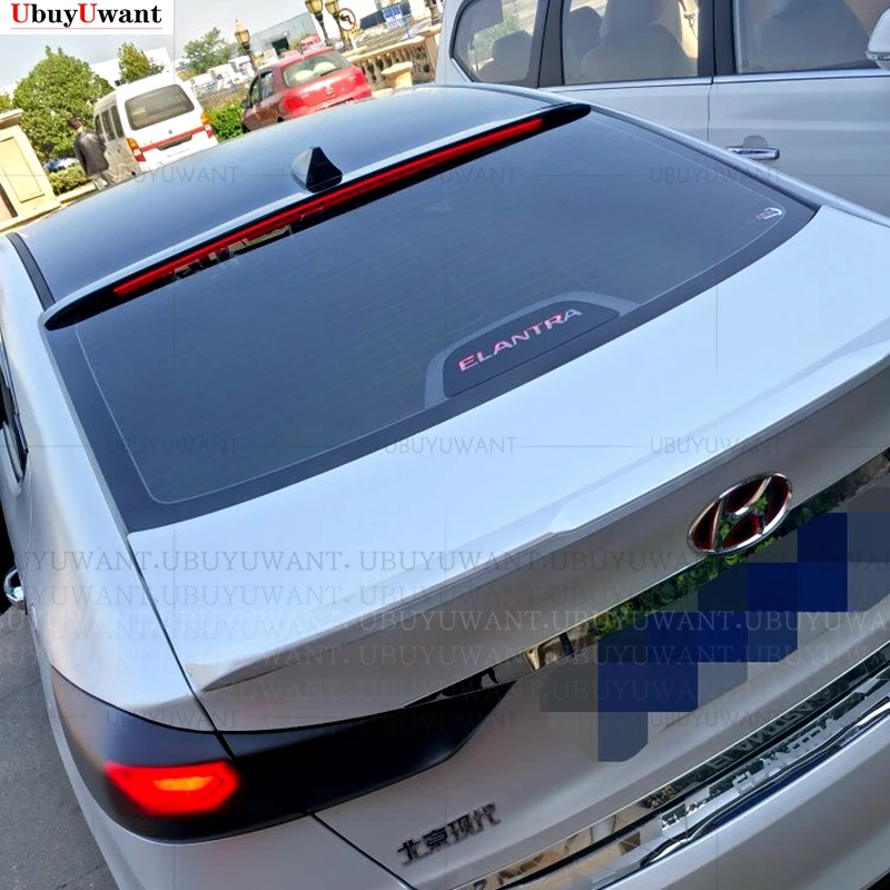 

For Hyundai Elantra 2016-2021 ABS Material Car Rear Wing Primer Color Rear SpoilerWith LED Light Roof Spoiler