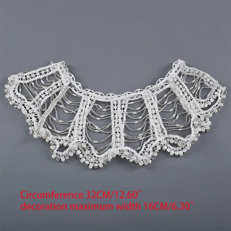 

Simulated Pearl Rhinestone Beading Bib Necklace Wedding Bride Handmade Jewelry Body Shoulder Chain Shawl Collar Harness