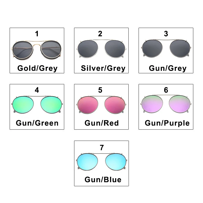 

Polarized Round Clip On Sunglasses Unisex Pink Coating Mirror Sun Glasses Driving Metal Oval Shade Clip On Glasses uv400