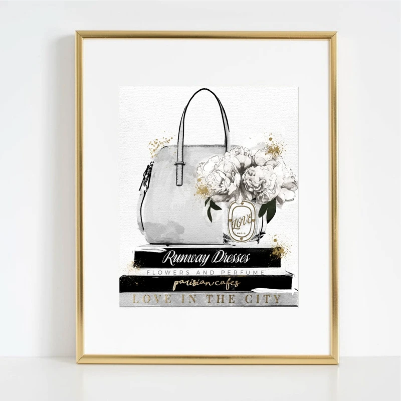 Fashion Bags Perfume Girls Books Wall Art Canvas Painting Paris Nordic Posters and Prints Pictures for Living Room Decor | Дом и сад