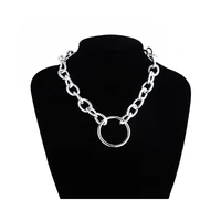 gothic chain choker necklace circle rock statement necklace for women goth jewelry vintage collier femme fashion jewelry