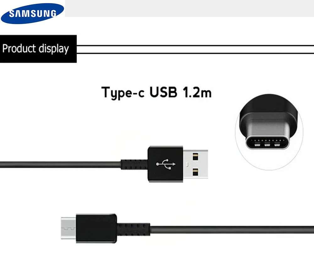 Оригинал samsung 120 см usb type C кабель быстрая зарядка линия передачи данных для Galaxy S8 S9
