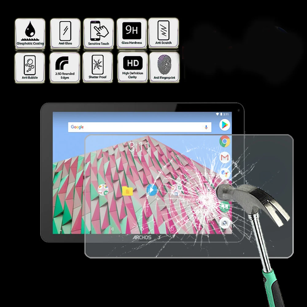 

Закаленное стекло для защиты экрана планшета для ARCHOS 101f, неоновая Защитная пленка для экрана с защитой от отпечатков пальцев