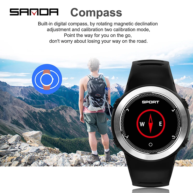 Fashion Sports Smart Watch Bracelet Heart Rate Monitoring Compass Display Waterproof Intelligent Clock Wristwatches Android IOS |