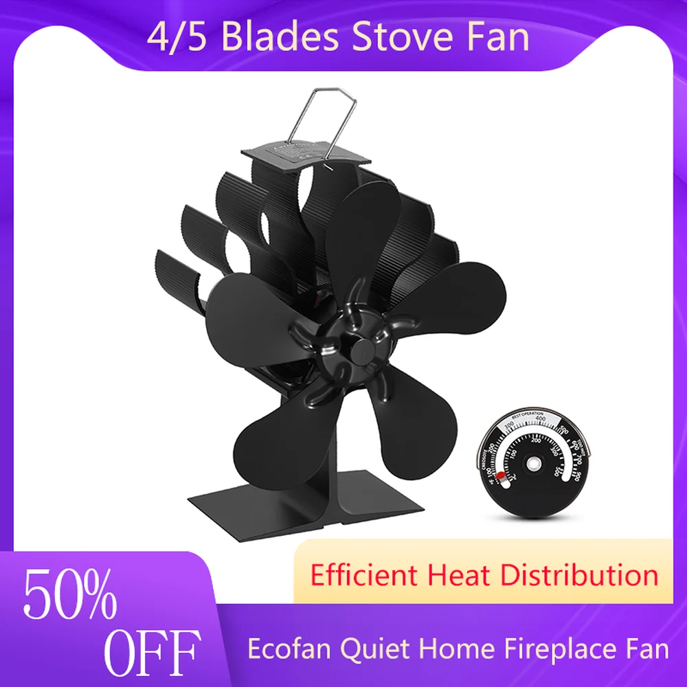 

4/5 лезвия для камина, вентилятор для печи, работающий от тепловой энергии деревянная горелка, Ecofan, тихий дом, вентилятор для камина эффективн...