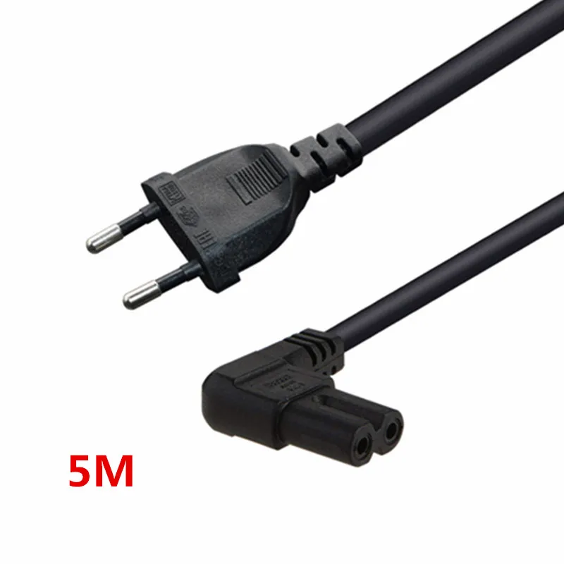 5m,1 pcs European 2Pin Male Plug to Angled IEC320 C7 Female Socket Power Cable,EU Power Adapter Cord