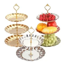 Hot sale 2  - 3 Tier cake stand metal buffet dessert cupcake fruit food platter serving display holder Wedding Party supplies