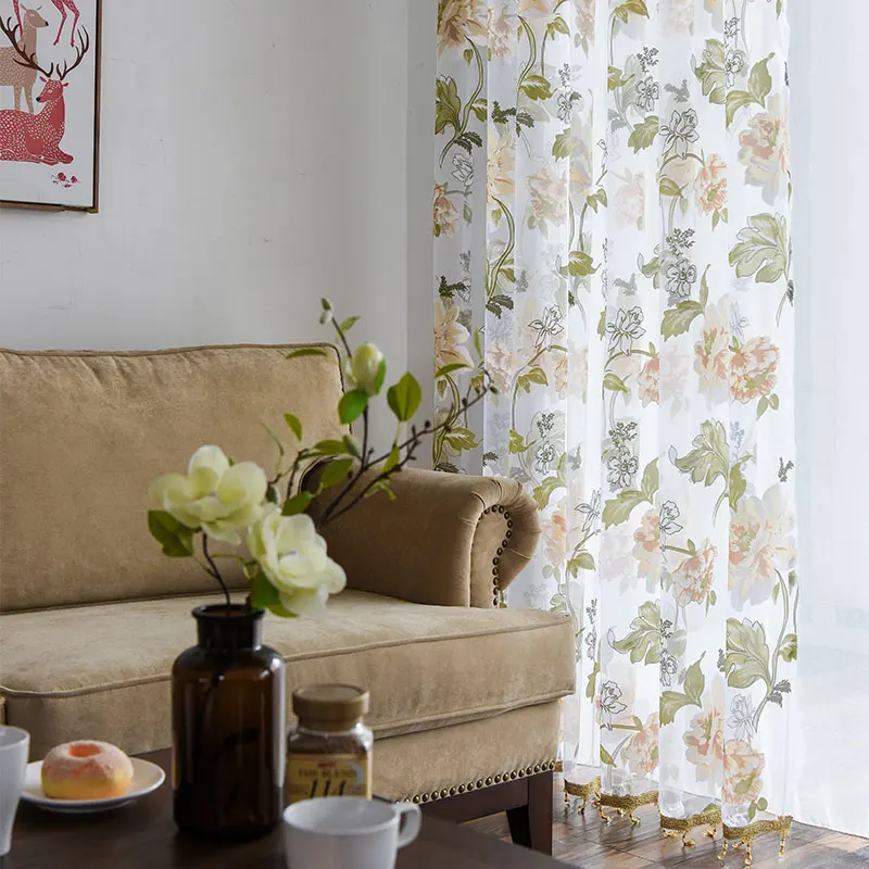 Цветочные тюлевые отвесные оконные шторы для гостиной спальни кухни современные