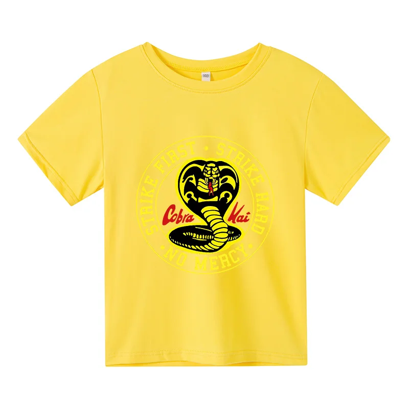 

Children Cobra Kai T Shirt Boys Girls Cotton Tshirt Snake Summer Top Tshirts Short Sleeves Tees White 2d T-shirt Clothing Length