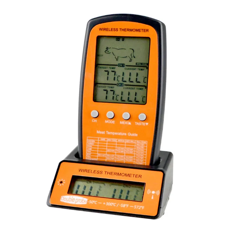 Беспроводной удаленный термометр для барбекю двойной зонд цифровой