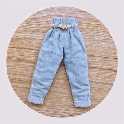 light blue and belt Новые кукла 1/6 брюки blyth жилет ob24 кардиган кукольный наряд(Fit blyth, ob24, pullip, azone, licca, ICY, кукла 1/6 - Цвет: light blue and belt