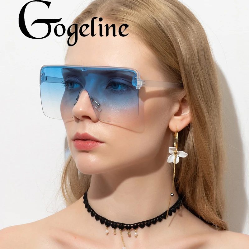 

Большие Квадратные Солнцезащитные очки для женщин и мужчин, роскошный бренд, модные плоские очки 2020, UV400, градиентные цельные полуоправы, со...