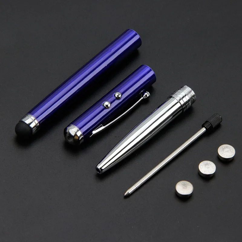 Металлическая шариковая ручка 4 в 1 с сенсорным лазером 0 мм и черными чернилами