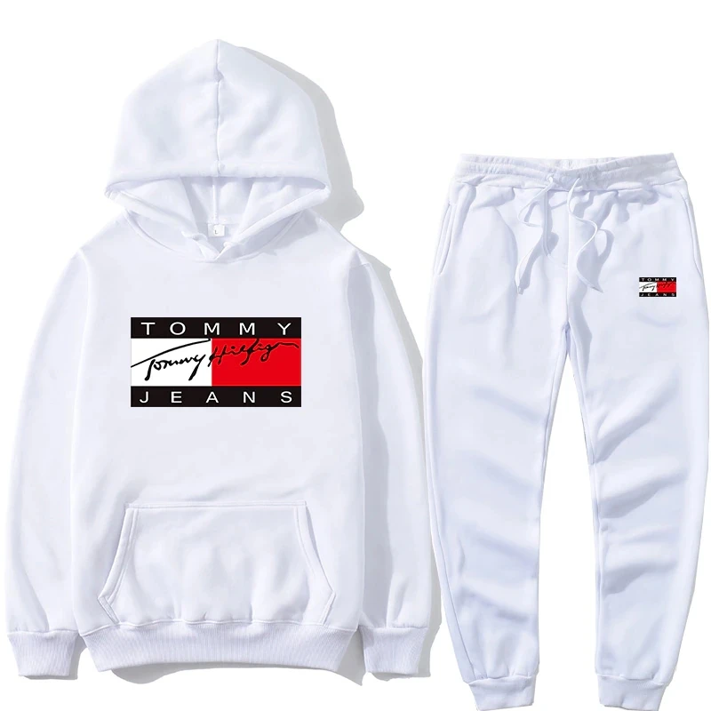 

2021 Brand Tommy Men's Sportswear Long Sleeve Sweater + Jogging Pants Fitness Sportswear Men's Suit Free Shipping
