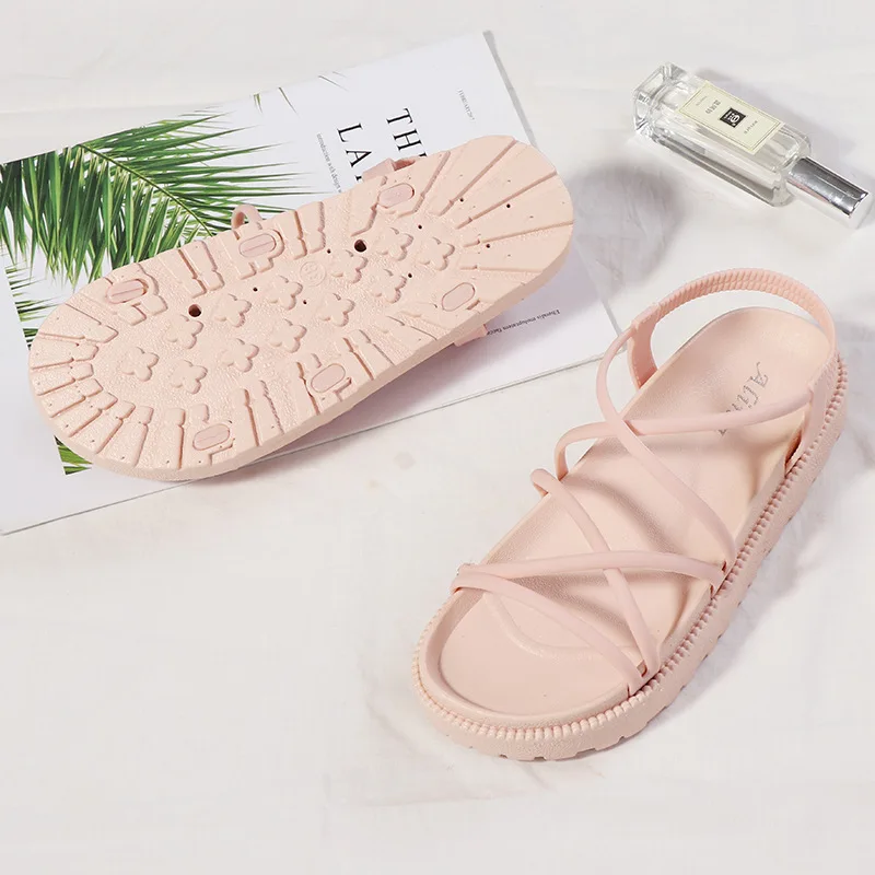 

Trendy new style sandals, womens casual, everyday female students, easy to wear thick-soled beach flat-soled Roman shoes