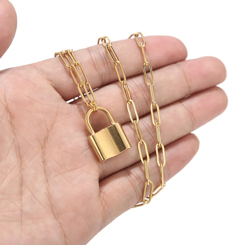 1 шт. Нержавеющая сталь панк замок Подвески Фирменная Новинка звено цепи рок в