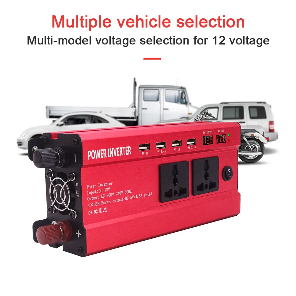 Портативный автомобильный инвертор постоянного тока 12 В в переменный ток 220 4 USB