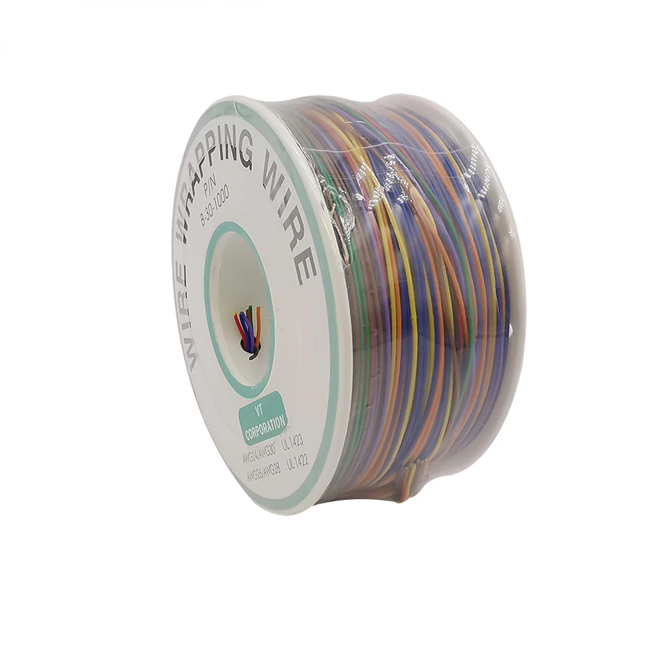250M 30AWG Wrapping Wire Tin Plated Copper Cable Breadboard Jumper Insulation Electronic Conductor Connector Multicolor - купить по