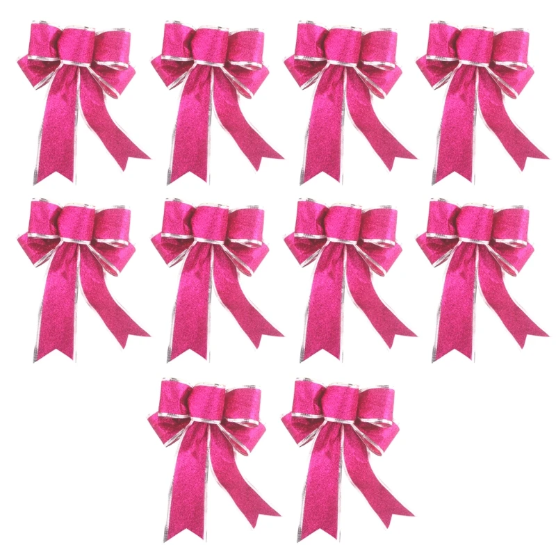 

10Pcs 10inch x 8 inch Hair Rubber Christmas Tree Bow With Bow Hanging Ornaments F2TB
