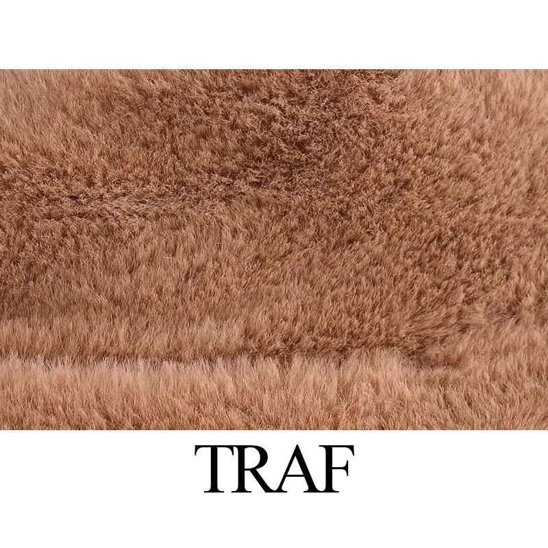 Зимнее женское пальто TRAF ZA утепленные женские пушистые теплые куртки с