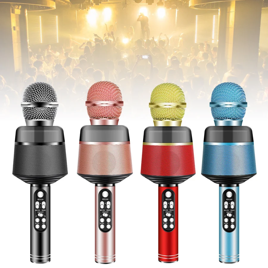 

Q08 Bluetooth 5.0 Wireless Microphone Handheld Mic USB Mini Home KTV for Music Professional Speaker Player Singing Recorder Mic
