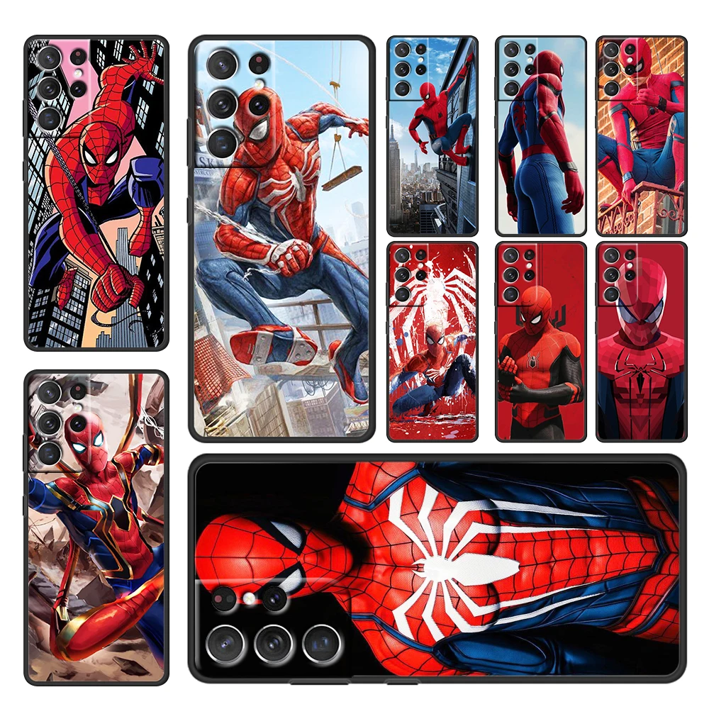 

Marvel Avengers Spider Man For Samsung Galaxy S22 S21 S20 FE Ultra Plus S10 S9 S8 S7 S6 Edge 5G Black Soft Phone Case Cover