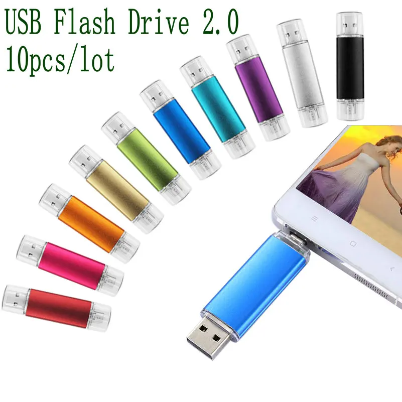 10 шт./партия высокоскоростной яркий цветной OTG USB флэш-накопитель 2,0 портативный накопитель 4 ГБ 8 ГБ 16 ГБ 32 ГБ карта памяти Пользовательский логотип хороший подарок