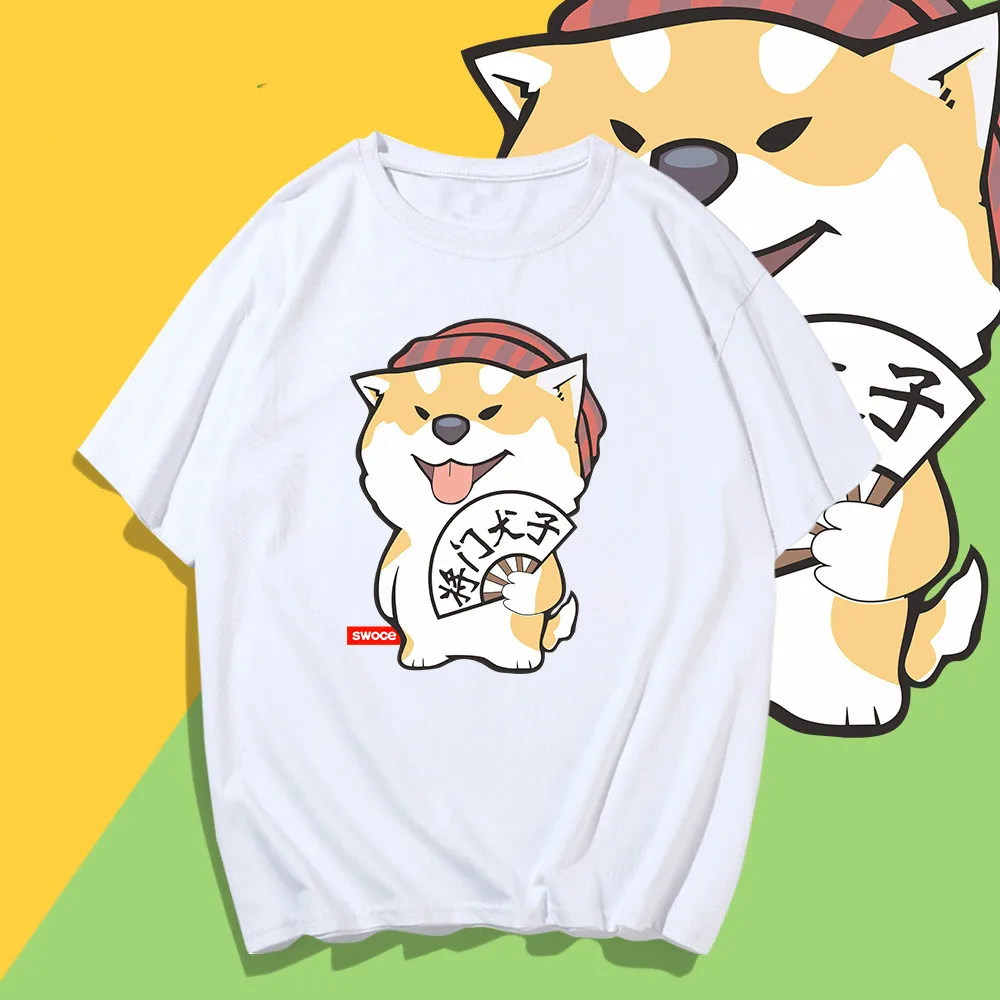 

Cartoon Kawaii Dog Youth Print Short Sleeve White T Shirt Men Women Cotton T-shirt Harajuku Summer Tshirt Fashion Loose Top