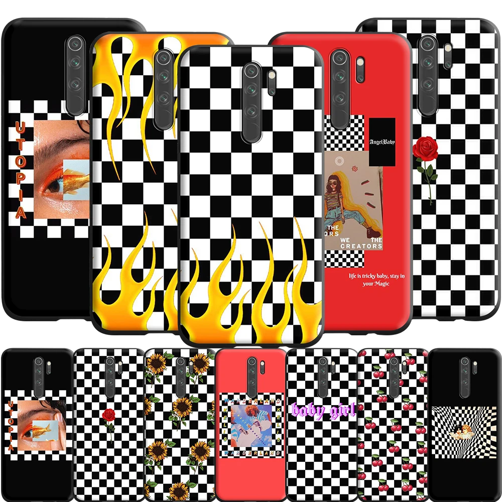 Чехол в шахматную доску для Xiaomi Redmi Note 9 9S 5 6 7 7A 8 8A 8T 9A 9C K20 Pro 9T 10 Max K40|Бамперы| |