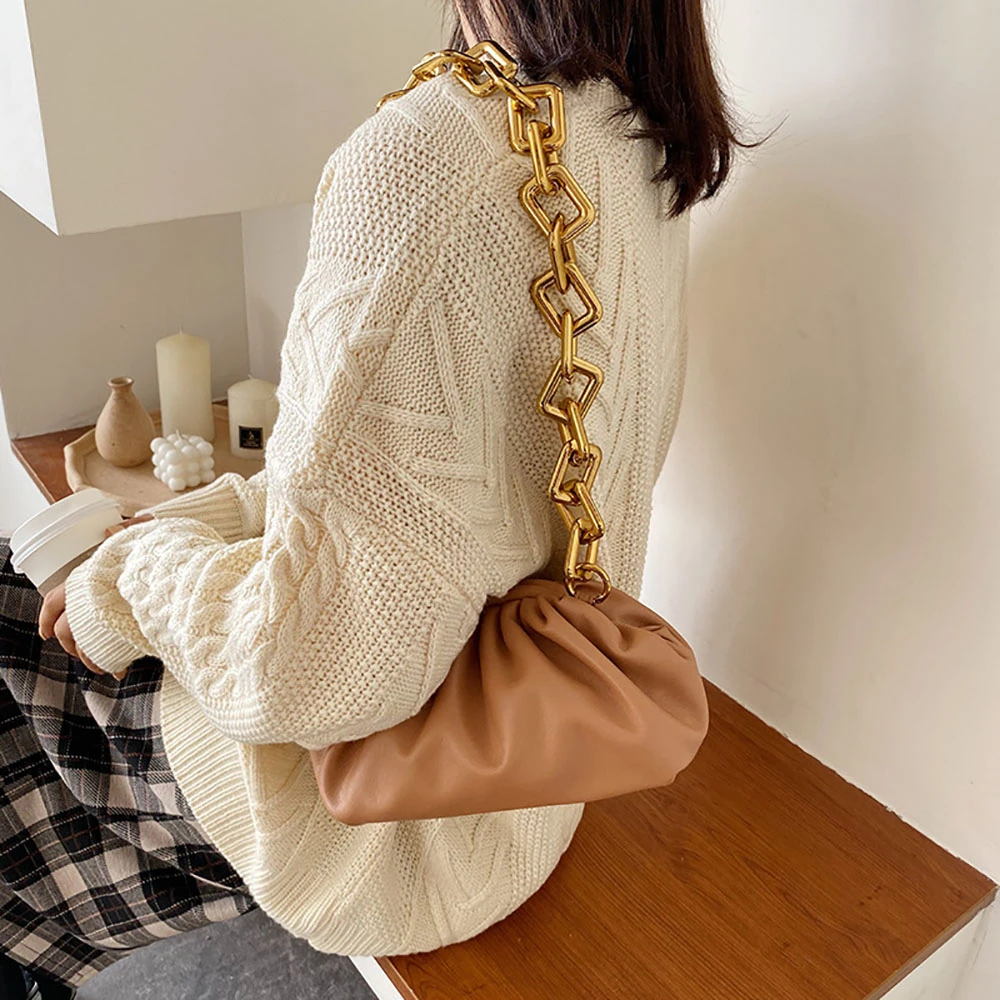 Cloud Shape Dumpling Bags For Women PU Leather Designer Shoulder Female Chains Women's Handbags | Багаж и сумки